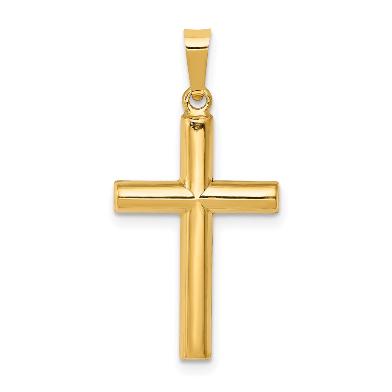 14K Yellow Gold Hollow Cross Pendant Charm Jewelry 25mm x 13mm